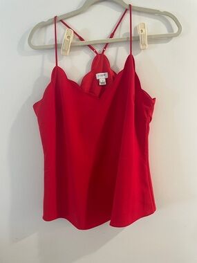 J. Crew red Scallop-Edge Satin Cami